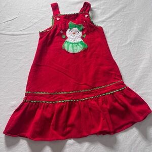 Nannette Red and Green Corduroy Snowman Dress for‎ Kids